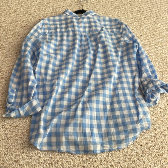 J Crew Factory blue gingham buttondown - Picture 3 of 3